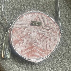 Justice Pink Velvet Star Round Crossbody with Metallic Trim